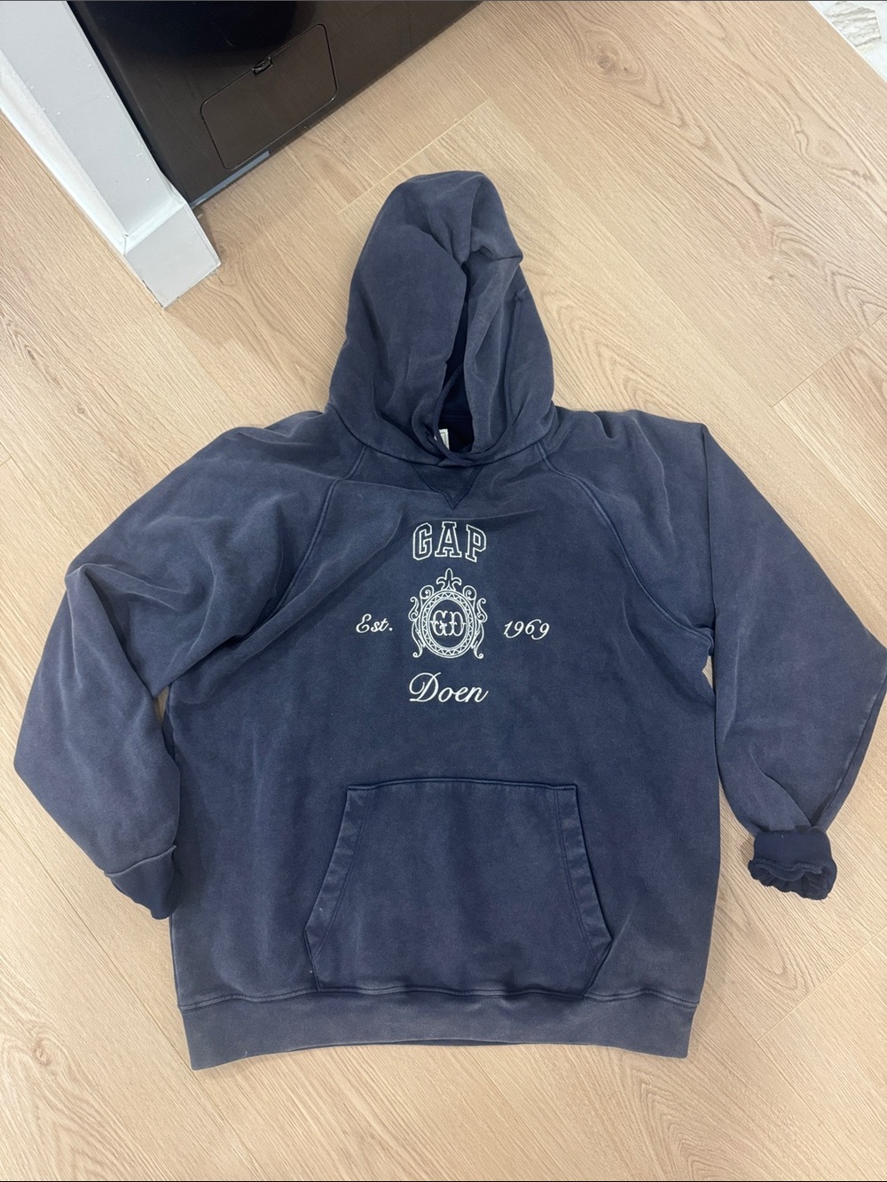 GAP Navy Crewneck Hoodie with Crest Logo